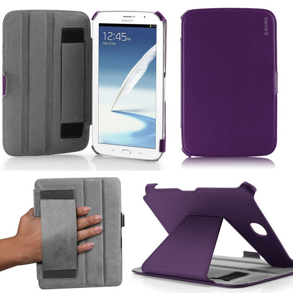 KHOMO ® Purple Hot Press Leather Cover Case with Hand Strap for Samsung Galaxy Note 8.0
