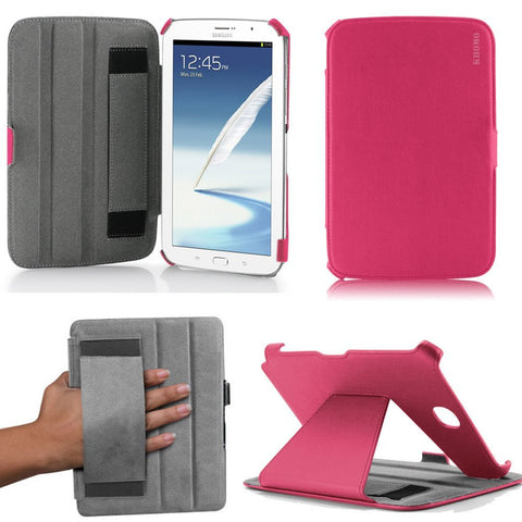 KHOMO ® Hot Pink Hot Press Leather Cover Case with Hand Strap for Samsung Galaxy Note 8.0
