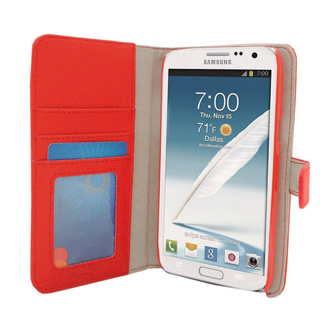 Executive Leather Wallet Case For Samsung Galaxy Note 3 - Red