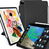 iPad Case Pro 12.9 Case 4th Generation 2020 with Pencil Holder - Dual Origami Series - Charcoal Black