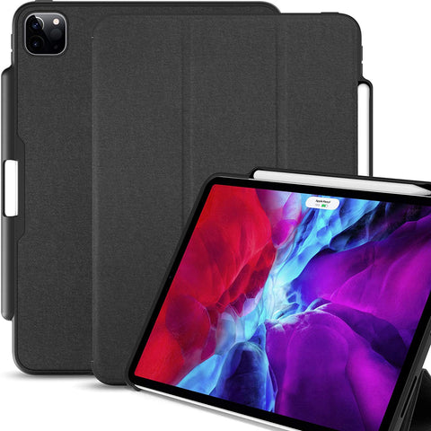 iPad Case Pro 11 Case 2nd Generation 2020 with Pencil Holder - Dual Series - Charcoal Black
