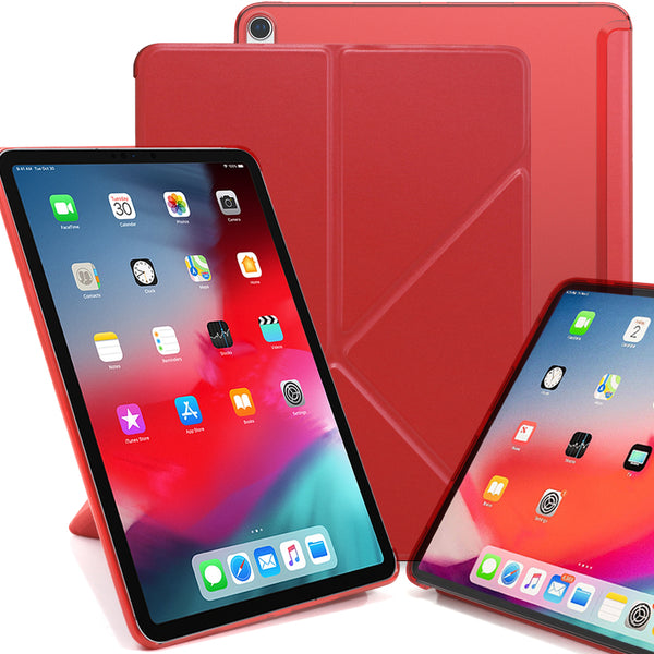 Origami Dual Case Cover For Apple iPad Pro 11 Inch See Through Horizontal & Vertical Display - Red