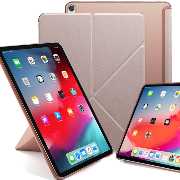 Origami Dual Case Cover For Apple iPad Pro 12.9 Inch 3rd Generation See Through Horizontal & Vertical Display - Rose Gold
