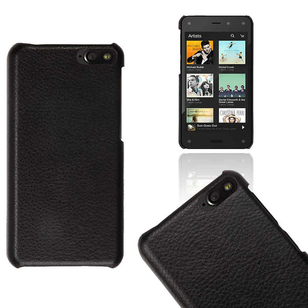 Amazon Fire Phone Case - Snap On Hard Leather Case Black