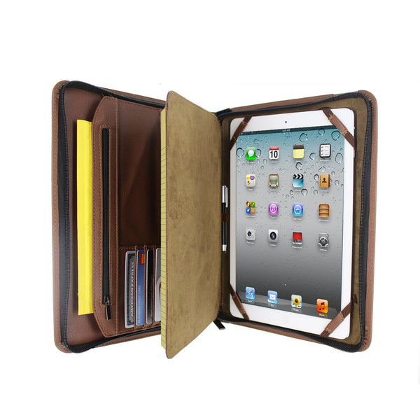 PadFolio Case With Notepad Holder and Pockets Brown For Universal Tablets 12